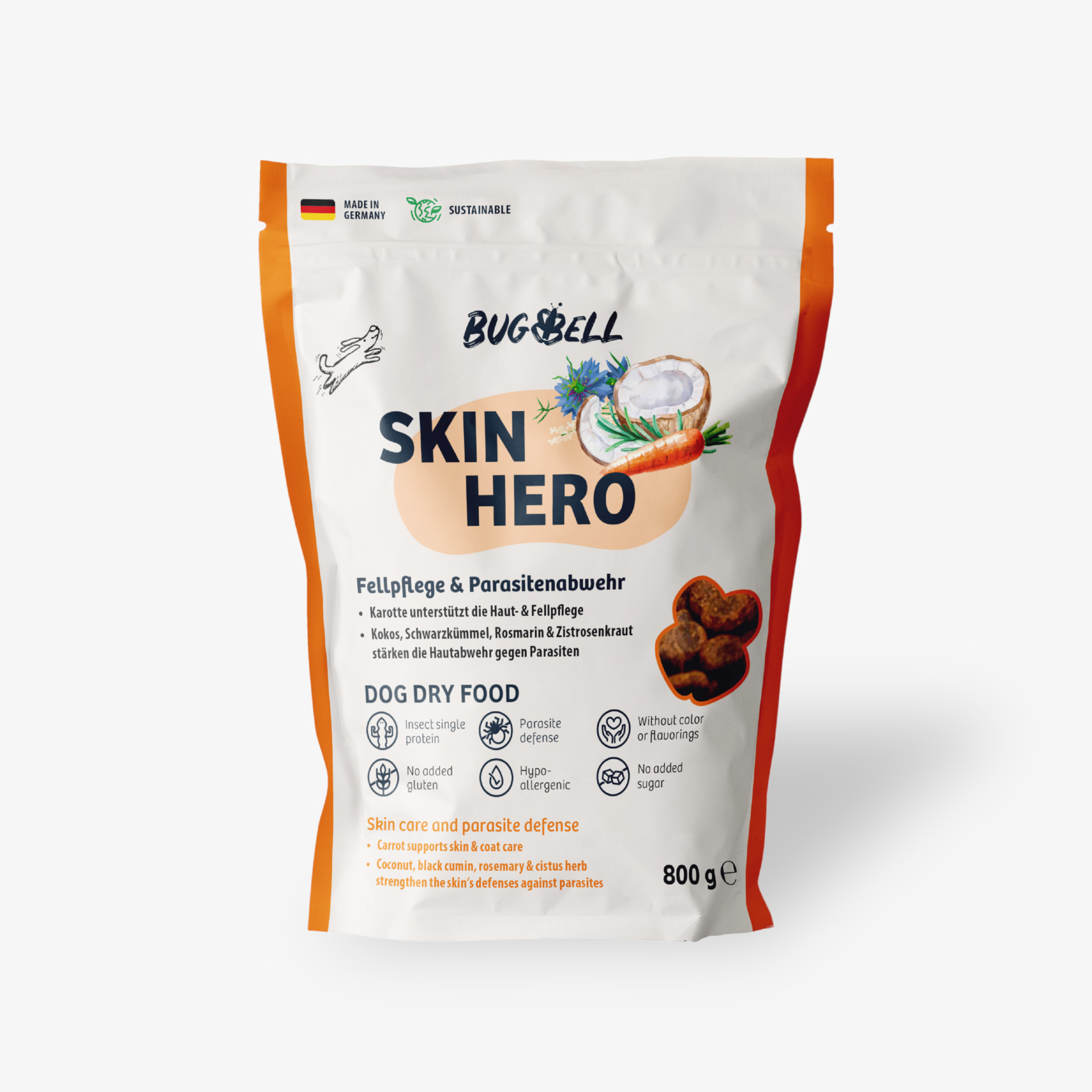 85003 BugBell Bugbell Adult Orange SkinHero Hund Trockenfutter