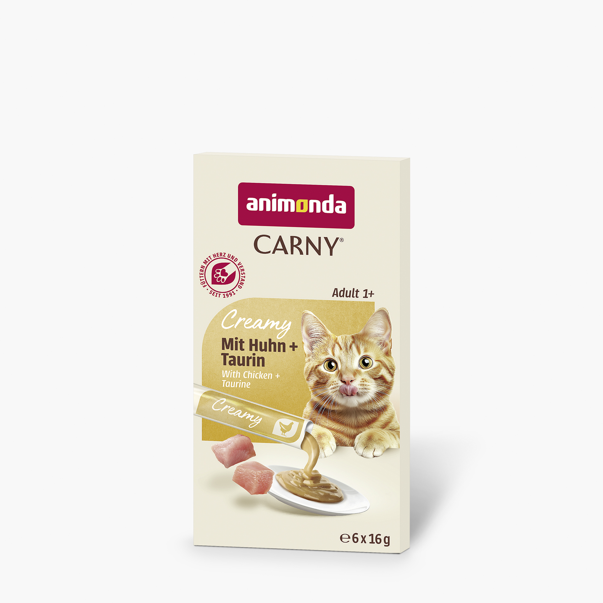 83868 animonda Carny Adult Creamy mit Huhn und Taurin Katze Snacks und Milch