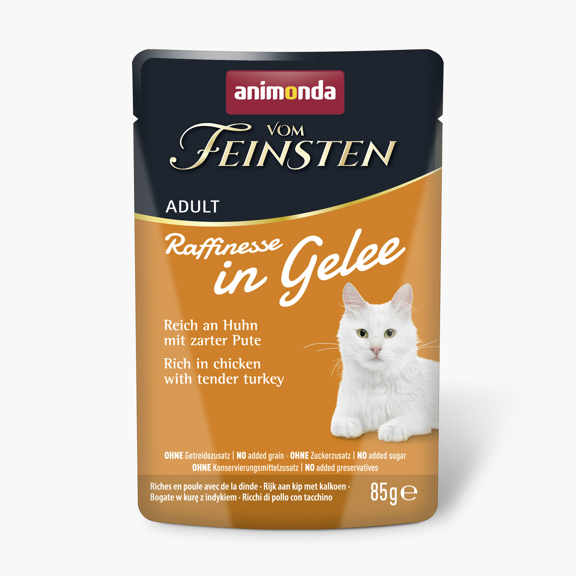 83402 animonda Vom Feinsten Adult Raffinesse in Gelee reich an Huhn mit Pute Katze Nassfutter