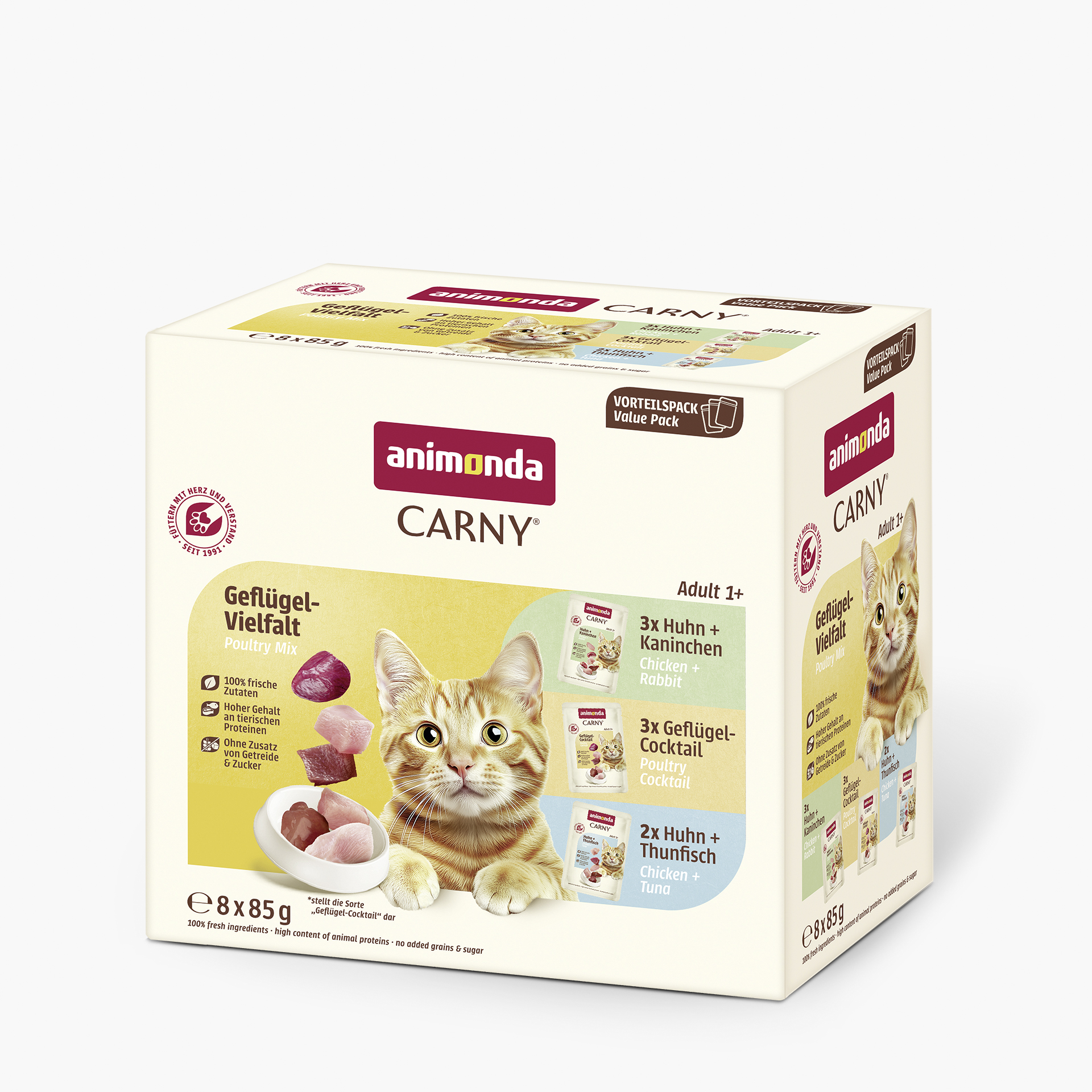 83071 animonda Carny Adult Gefluegel Mix mit 8 Frischebeuteln Katze Nassfutter