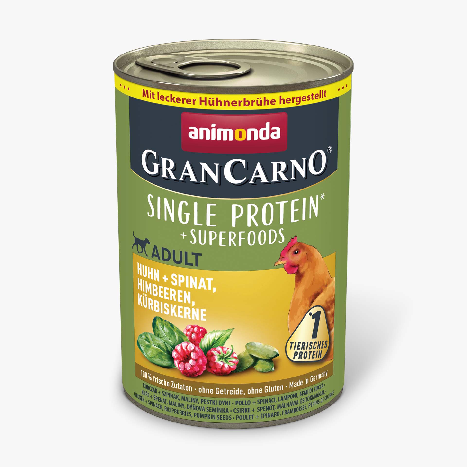 GranCarno chicken + spinach, raspberries, pumpkin seeds Superfoods
