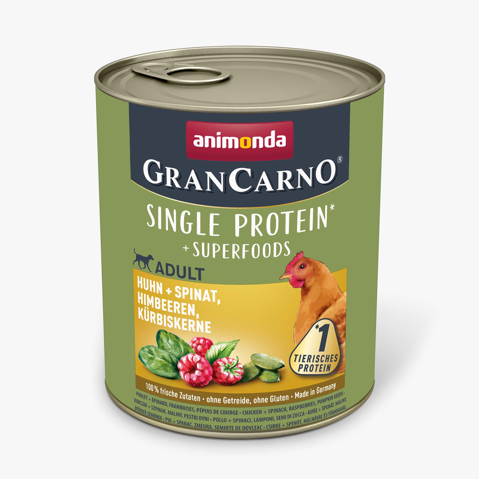 82439 animonda GranCarno Adult Superfoods Huhn und Spinat Himbeeren Kuerbiskerne Hund Nassfutter 82439 animonda GranCarno Adult Superfoods Huhn und Spinat Himbeeren Kuerbiskerne Hund Nassfutter