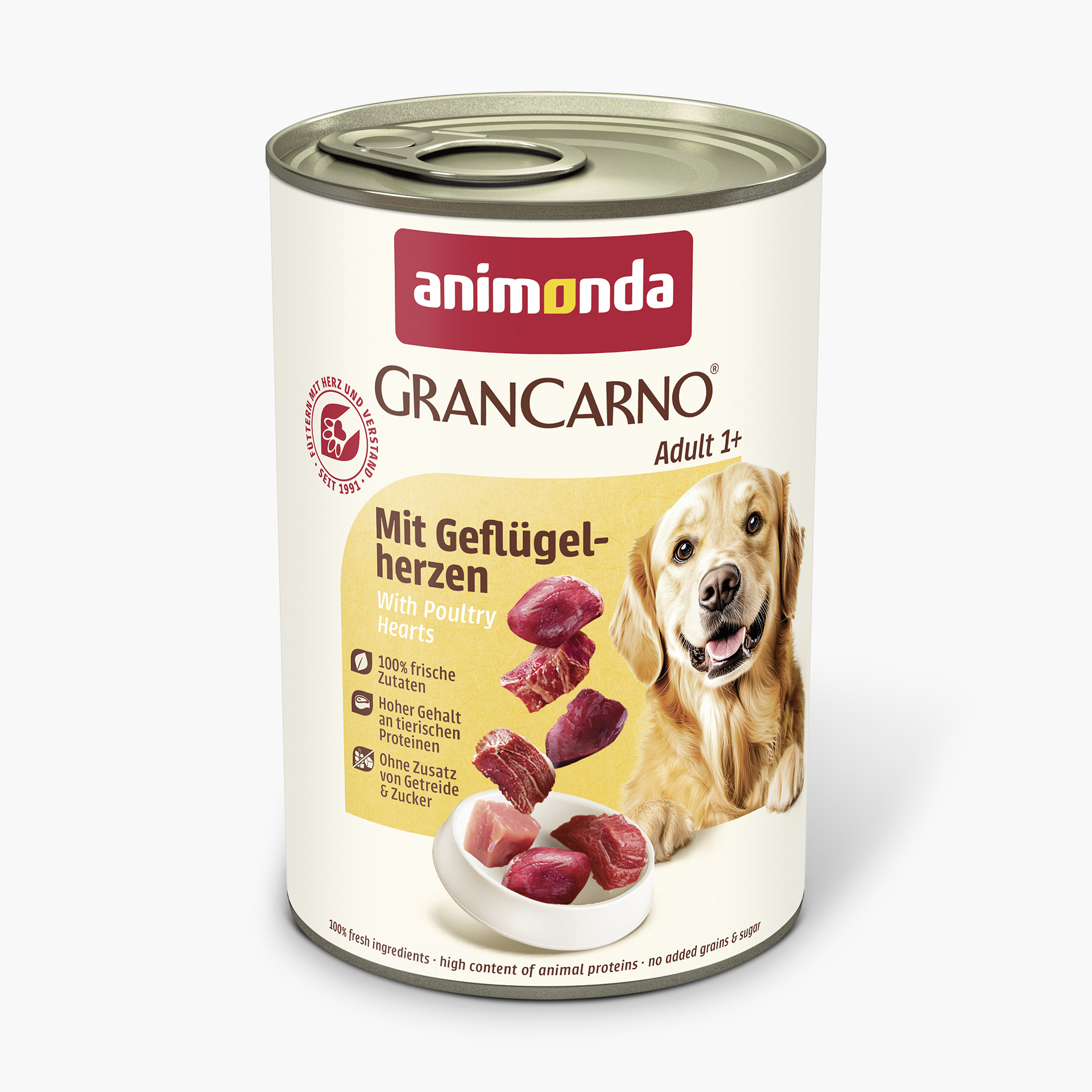 82802 animonda GranCarno Adult mit Gefluegelherzen Hund Nassfutter