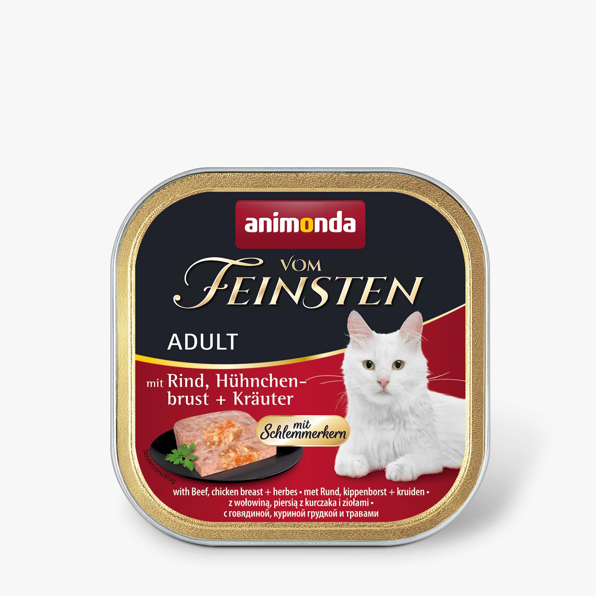 83264 animonda Vom Feinsten Adult mit Schlemmerkern Schlemmerkern mit Rind  Huehnchenbrust und Kraeutern Katze Nassfutter