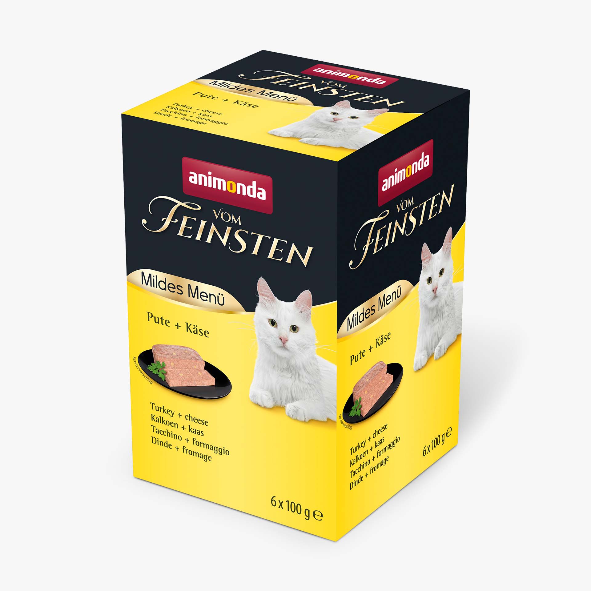 83943 animonda Vom Feinsten Adult Mildes Menue Pute und Kaese Katze Nassfutter