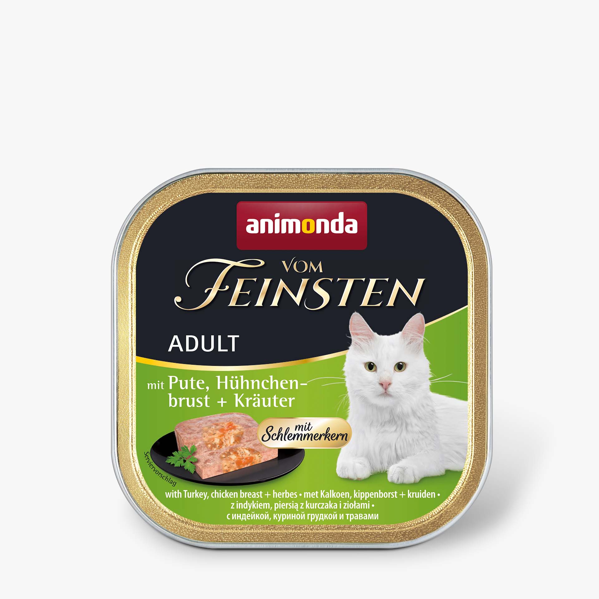 83265 animonda Vom Feinsten Adult mit Schlemmerkern Schlemmerkern mit Pute  Haehnchenbrust und Kraeutern Katze Nassfutter