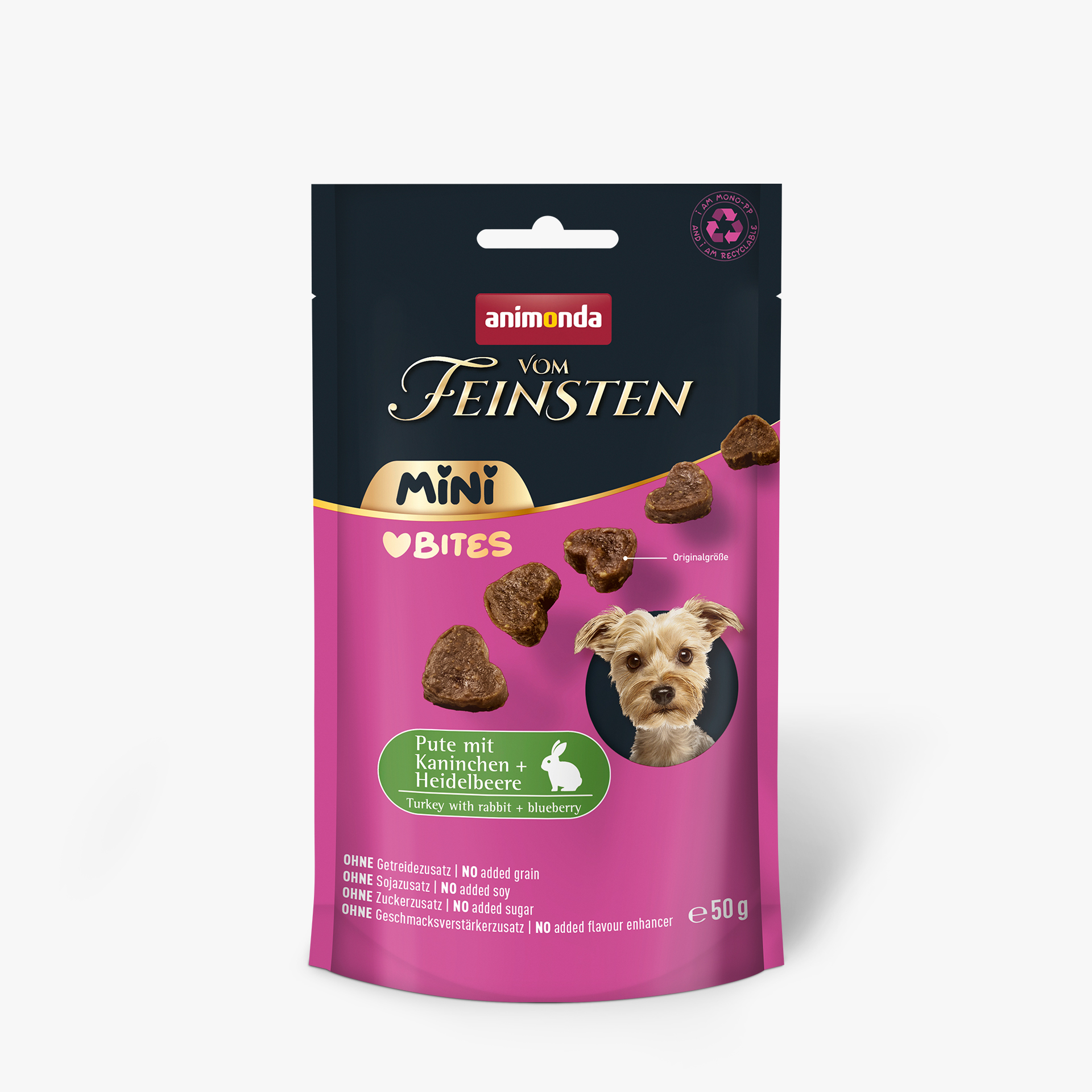 82861 animonda Vom Feinsten Adult Mini Love Bites Pute mit Kaninchen und Heidelbeere Hund Ergaenzungsfutter