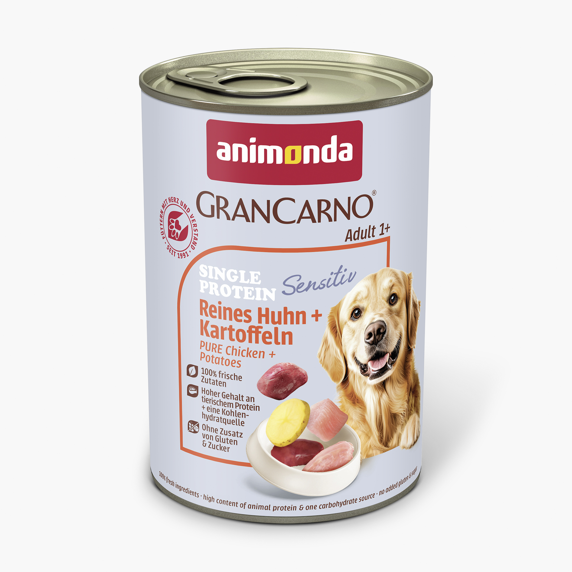 82411 animonda GranCarno Adult Sensitiv Reines Huhn und Kartoffeln Hund Nassfutter