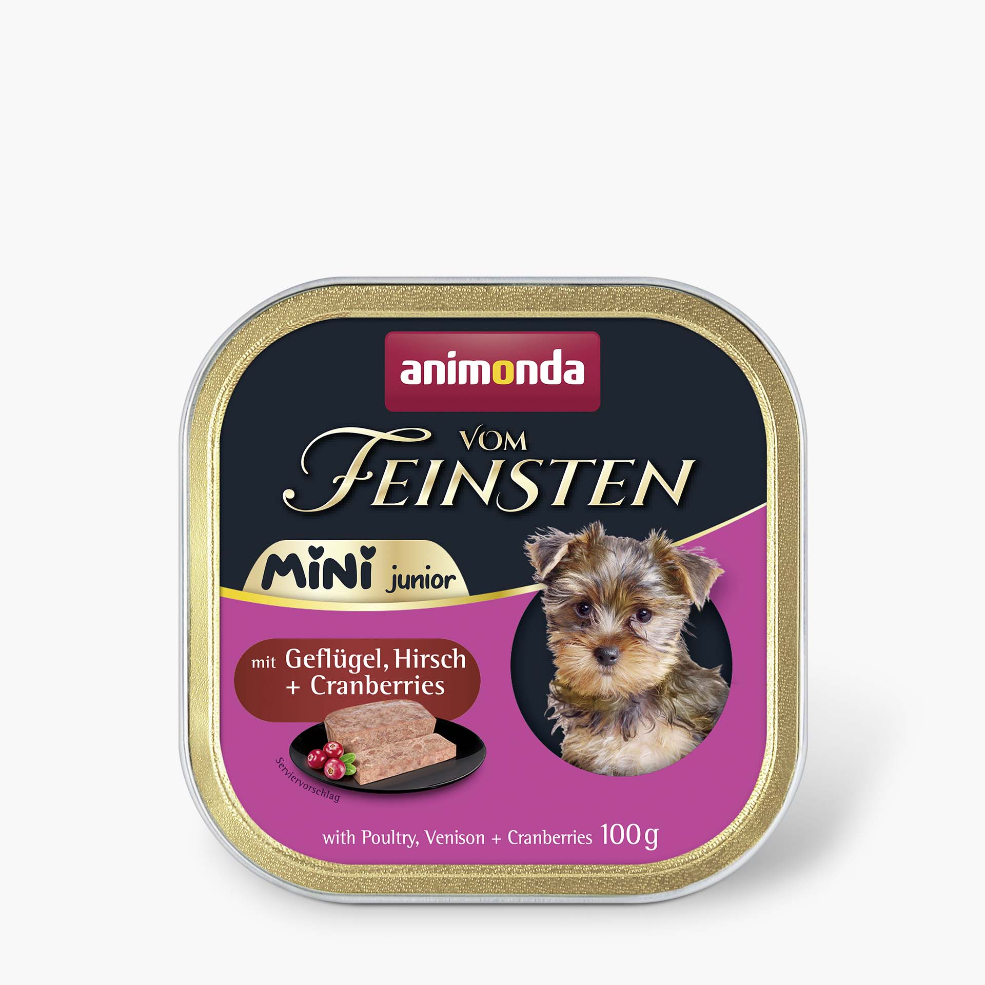 82367 animonda Vom Feinsten Junior Mini mit Gefluegel  Hirsch und Cranberrys Hund Nassfutter