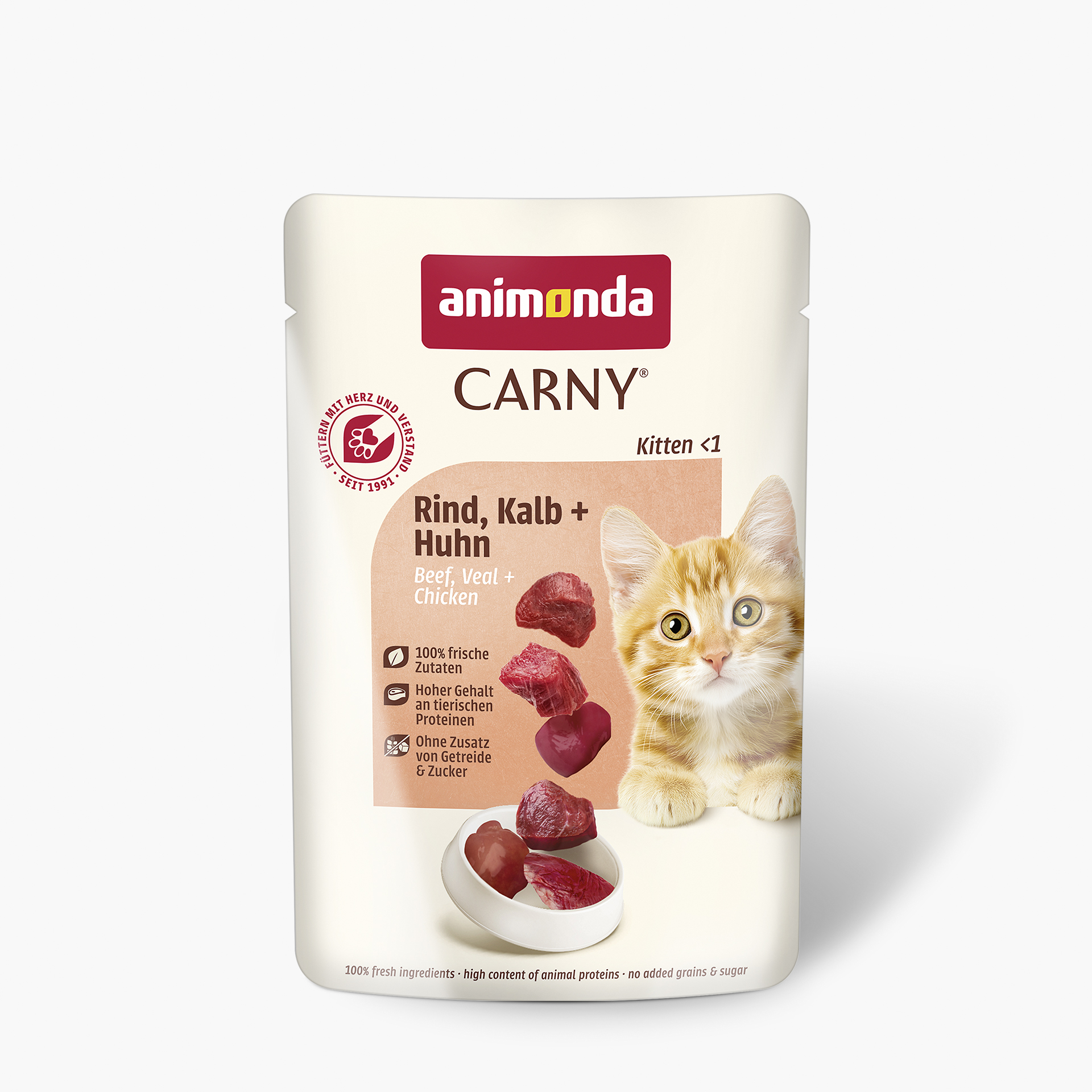 83076 animonda Carny Kitten Rind  Kalb und Huhn Katze Nassfutter