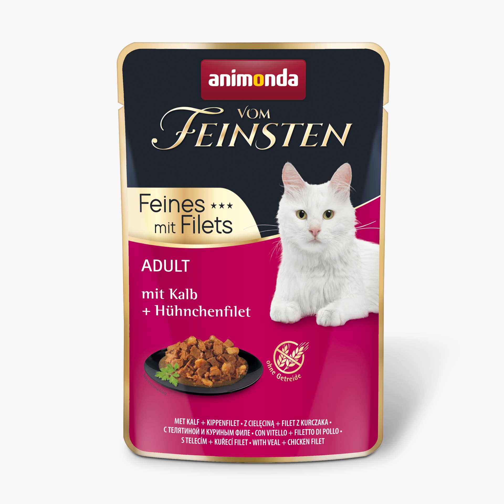 83062 animonda Vom Feinsten Adult Feines mit Filets mit Kalb und Huehnchenfilet Katze Nassfutter