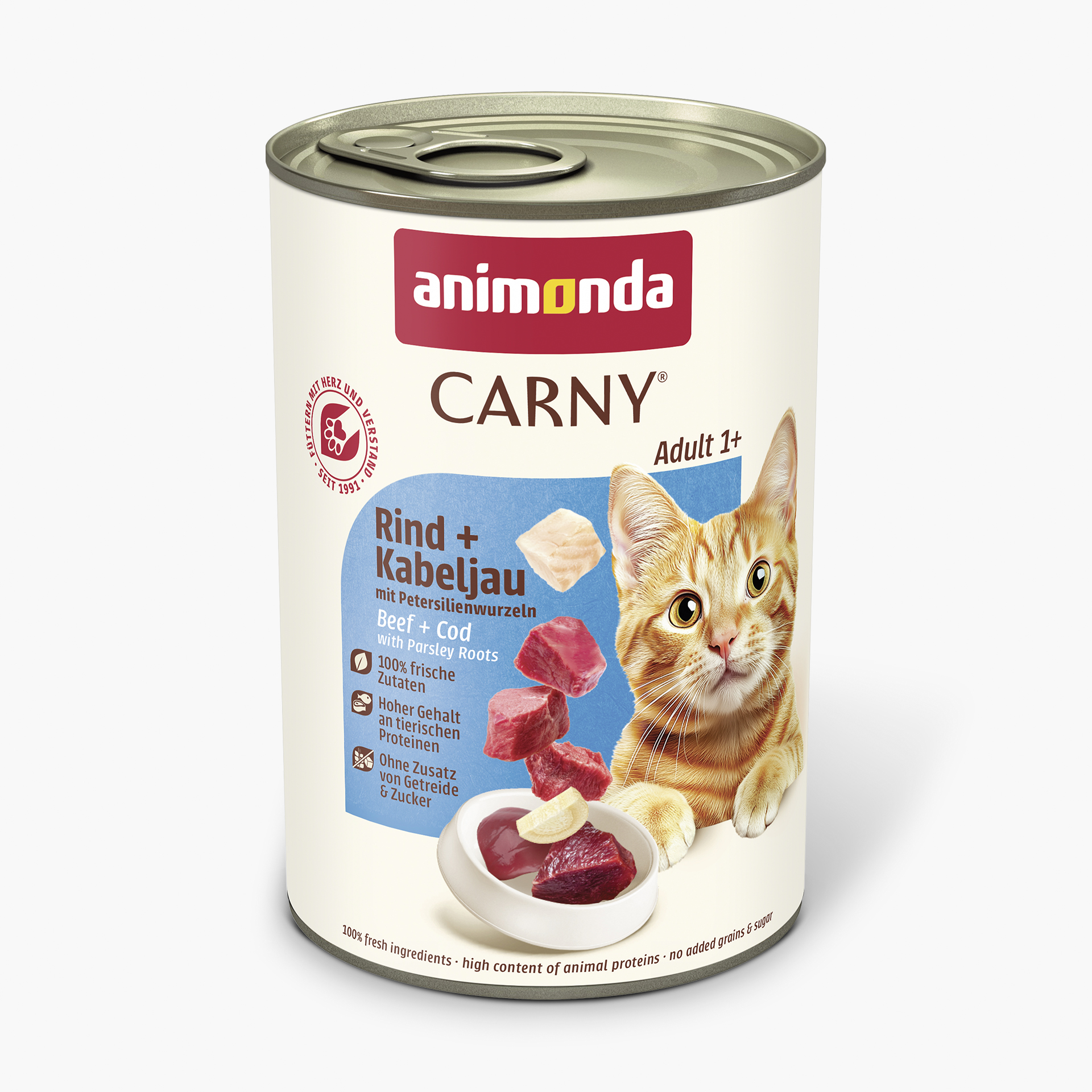 83717 animonda Carny Adult Rind und Kabeljau mit Petersilienwurzeln Katze Nassfutter