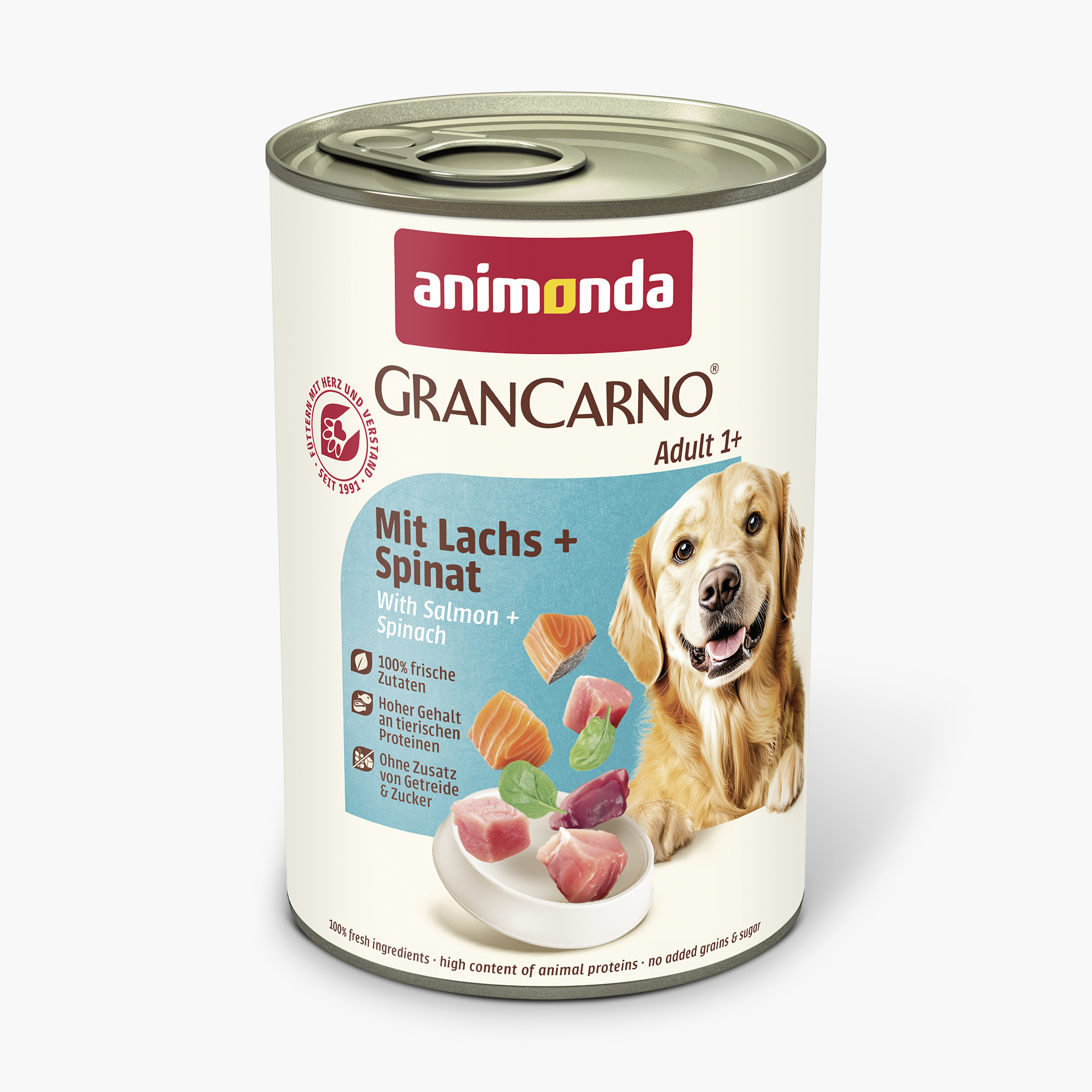 82476 animonda GranCarno Adult Mit Lachs und Spinat Hund Nassfutter