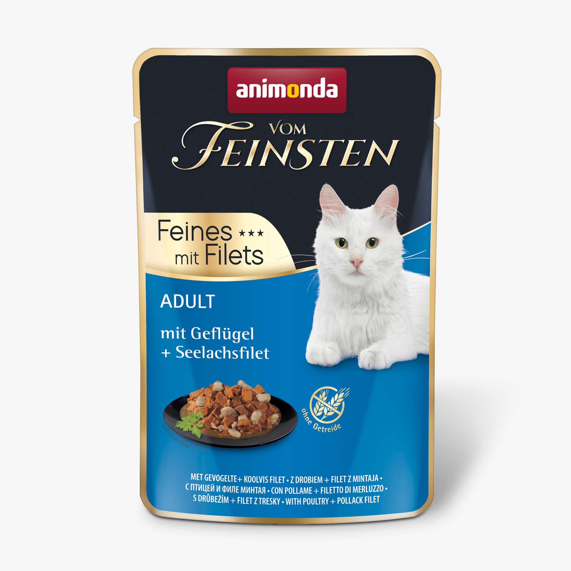 83061 animonda Vom Feinsten Adult Feines mit Filets mit Gefluegel und Seelachsfilet Katze Nassfutter